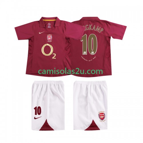 Camisolas de futebol Arsenal BERGKAMP 10 2006 Retro Criança Equipamento Principal 2005 Manga Curta Camisolas de futebol Arsenal BERGKAMP 10 2006 Retro Criança Equipamento Principal 2005 Manga Curta